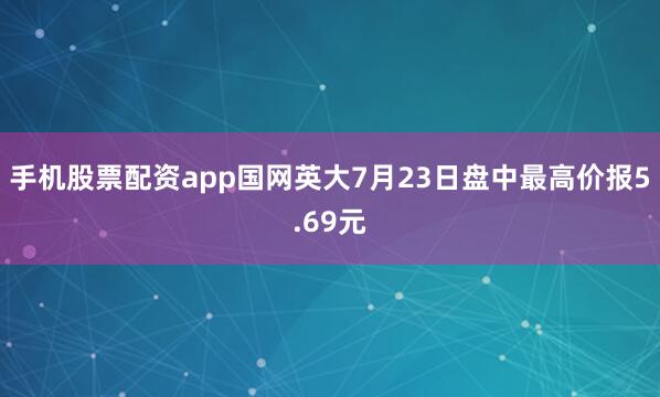手机股票配资app国网英大7月23日盘中最高价报5.69元