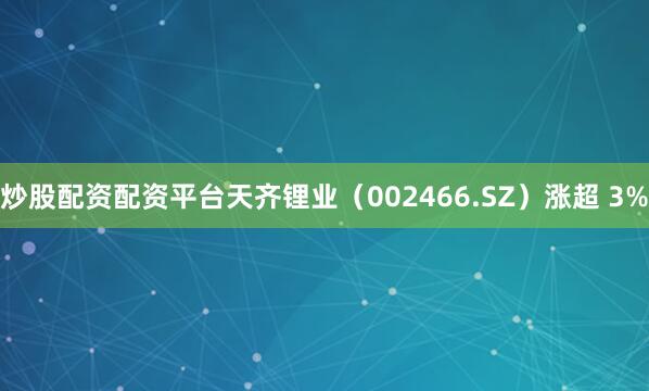 炒股配资配资平台天齐锂业（002466.SZ）涨超 3%